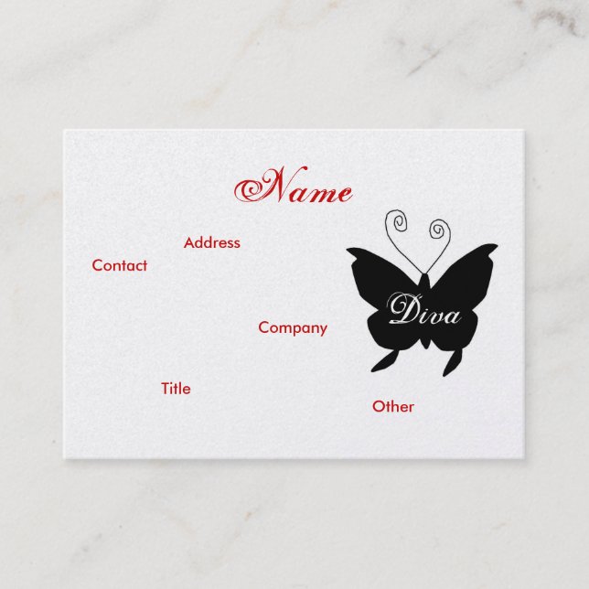 Diva Butterfly Profile Card - Cusomizable (Front)