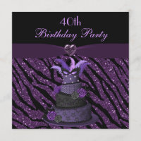 Diva Cake & Printed Zebra Glitter 40th Birthday