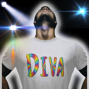 DIVA Campy Fabulous LGBTQ Gay Pride Rainbow Colour T-Shirt