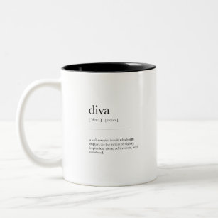 Diva Definition Meaning Dictionary Art Decor Two-Tone Coffee Mug