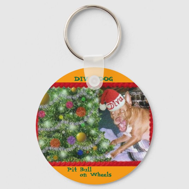 DIVA DOG "Christmas Coral" Keychain (Front)