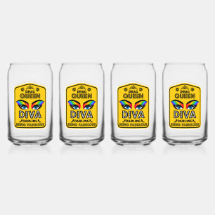 Diva Drag Queen Can Glass