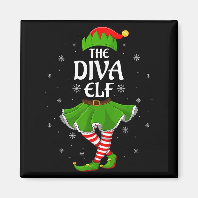 Diva Elf Christmas Family Girls Women Elf Squad Xm Magnet (Front)