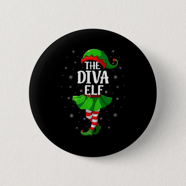 Diva Elf Christmas Girls Women Elf Squad Xmas Fami 6 Cm Round Badge (Front)