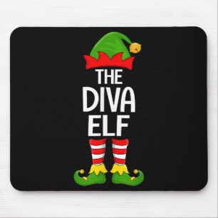 Diva Elf Matching Family Elf Squad Christmas Girls Mouse Pad