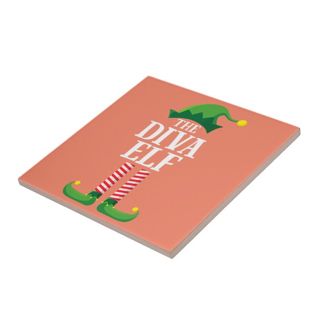 Diva Elf Matching Family Group Christmas Party Ceramic Tile (Side)