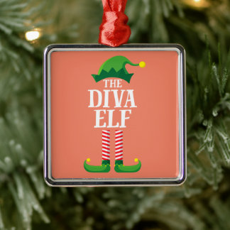 Diva Elf Matching Family Group Christmas Party Metal Ornament
