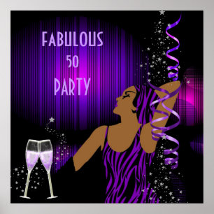 Diva Fabulous 50 LADY Purple Party Champagne Poster