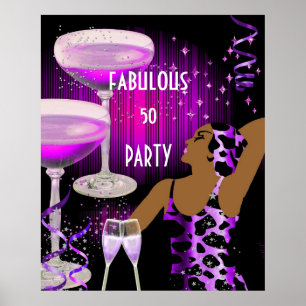 Diva Fabulous 50 LADY Purple Pink Champagne Poster