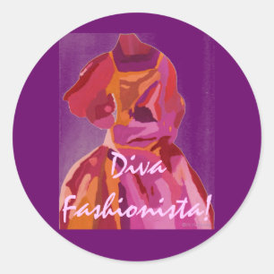 Diva Fashionista Autumn Reds Classic Round Sticker