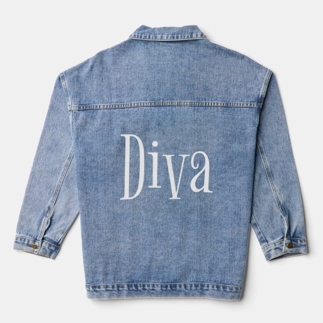 Diva Funny Whimsical Typography Denim Jacket (Back)