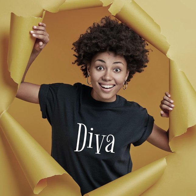Diva Funny Whimsical Typography T-Shirt (Creator Uploaded)