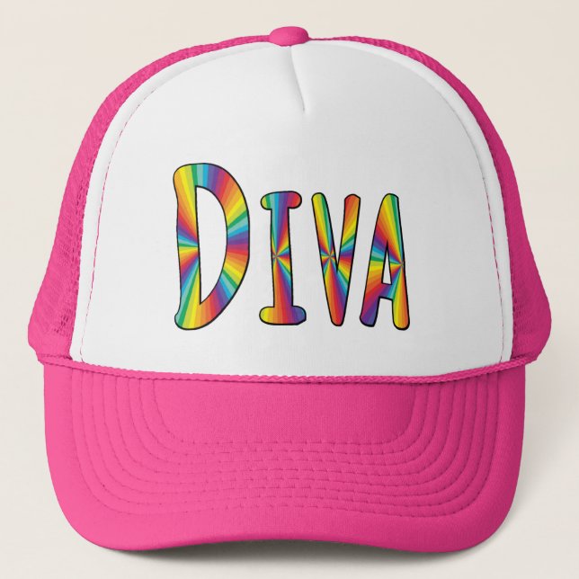 DIVA Gay Pride Fabulous Chic LGBT LGBTQ Pride Trucker Hat (Front)