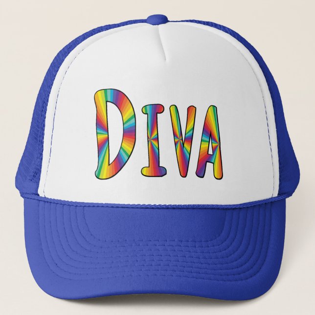 DIVA Gay Pride Fabulous LGBT LGBTQ Pride Trucker Hat (Front)