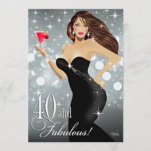 Diva Glam Bombshell 40th Birthday   silver Invitation