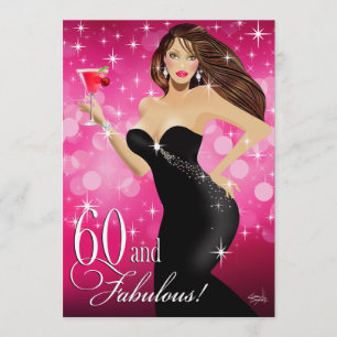 Diva Glam Bombshell 60th Birthday   fuchsia Invitation