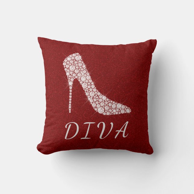 Diva Glam Glitter Diamond High Heel Shoes Red Cushion (Front)