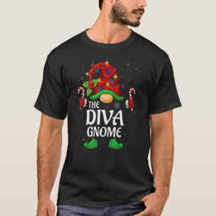 Diva Gnome Buffalo Red Plaid Matching Family Chris T-Shirt
