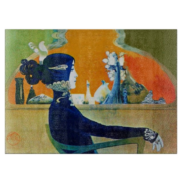 DIVA IN BLUE Art Nouveau Beauty Fashion Cutting Bo Cutting Board (Front)