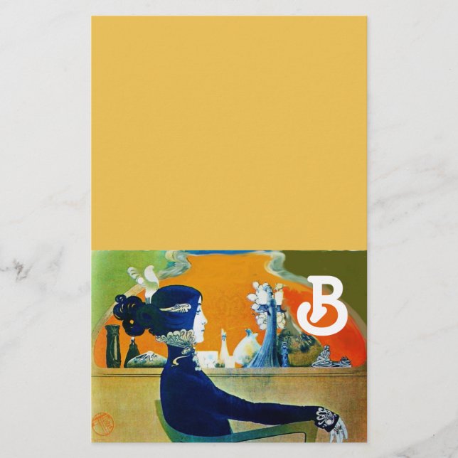 DIVA IN BLUE ,BEAUTY FASHION MONOGRAM STATIONERY (Front)