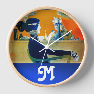 DIVA IN BLUE ,BEAUTY FASHION MONOGRAM WALL CLOCK