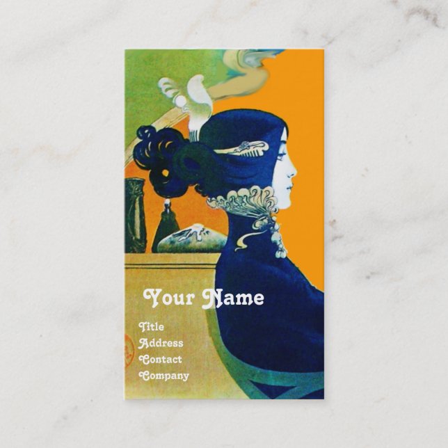 DIVA IN BLUE MONOGRAM Beauty Salon ,Makeup Artist Business Card (Front)