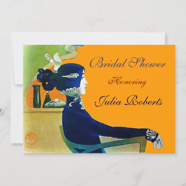 DIVA IN BLUE MONOGRAM BRIDAL SHOWER PARTY INVITATION (Front)