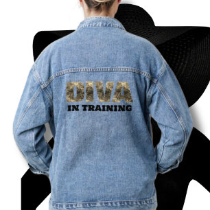 Diva In Training Gold Letters Blue Denim Jacket