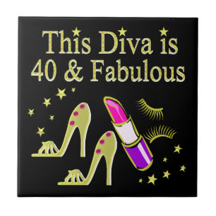 DIVA IS 40 AND FABULOUS GOLD HIGH HEEL DESIGN TILE