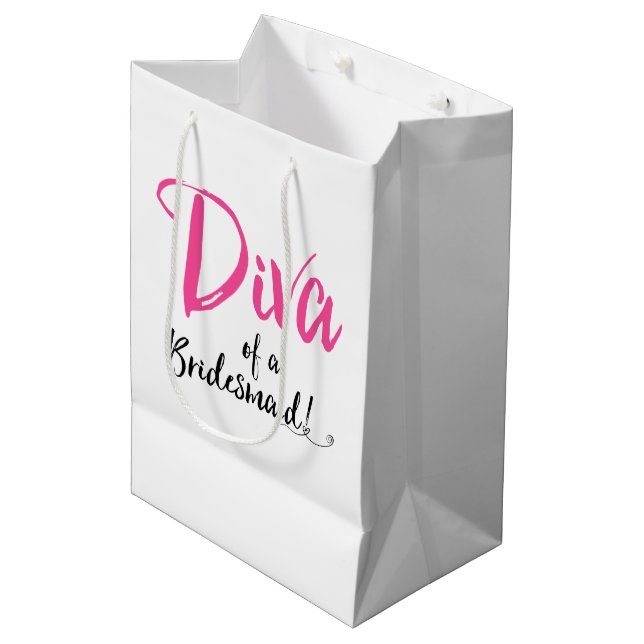 "Diva of a Bridesmaid!" Medium Gift Bag (Front Angled)