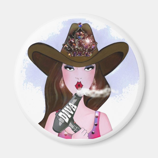 "Diva of a Cowgirl" Hair Stylist Magnet (Front)