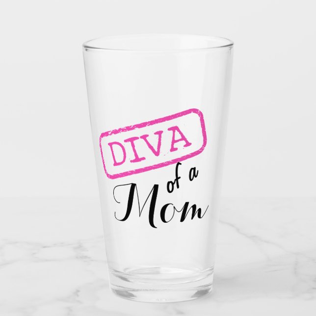 “Diva of a Mum” Glass (Front)