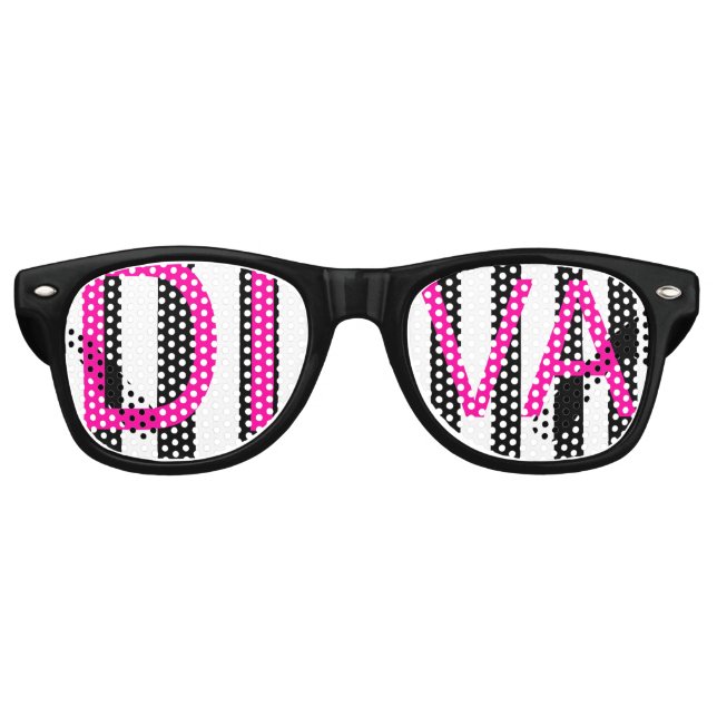 Diva Pink Adult Aviator Party Shades, White Retro Sunglasses (Front)