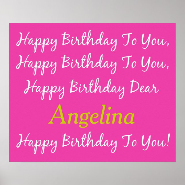 Diva Pink and White Birthday Song Personalised Poster (Front)