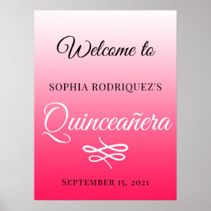 Diva Pink Quinceañera 15th Birthday Welcome Poster