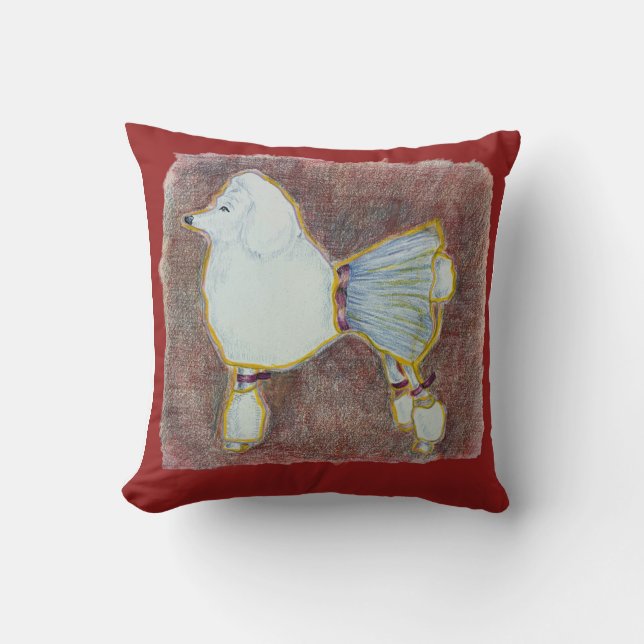 Diva Poodle Throw Pillow (Front)