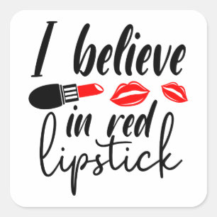 Diva Red Lipstick Cosmetology Makeup Artist Square Sticker