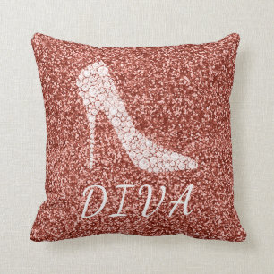 Diva Rose Gold Glitter Diamond High Heel Shoes Cushion