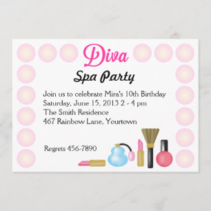 Diva Spa Birthday Party Invitations