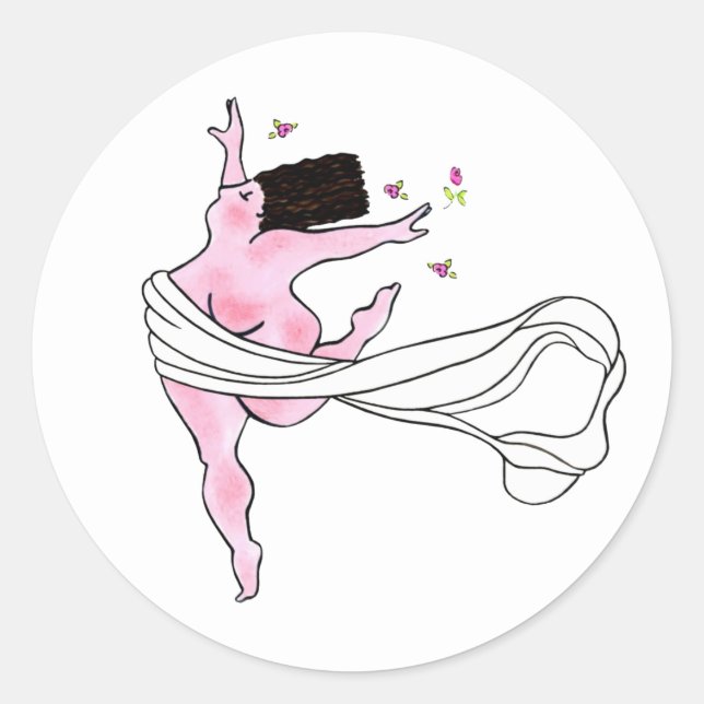 “Diva with Curves” Classic Round Sticker (Front)