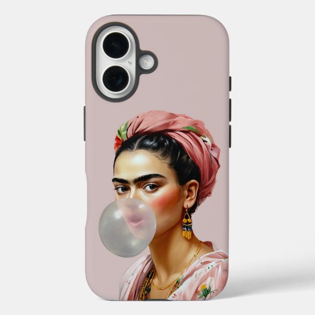Diva with floral scarf blowing bubble gum  Case-Mate iPhone case (Back)