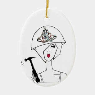 Diva With ToolBelt/A Diva’s Work Never Done! Ceramic Ornament