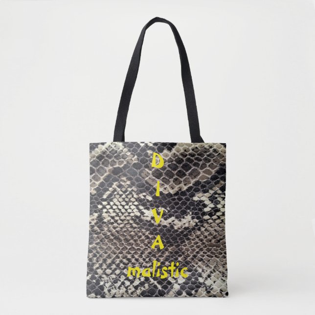 DIVAmalistic Brown Snakeskin Print Tote Bag (Front)