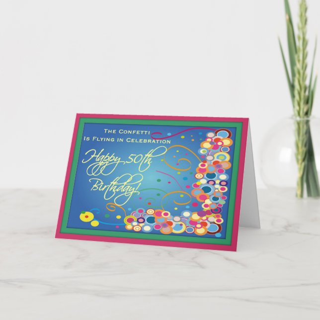 Diva's 50th Birthday Confetti Card (Front)