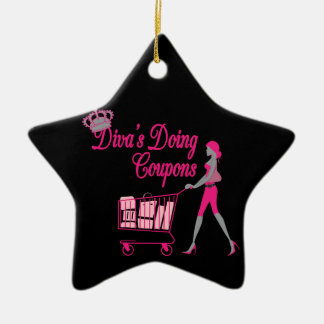 Diva's Does Coupons Ceramic Ornament