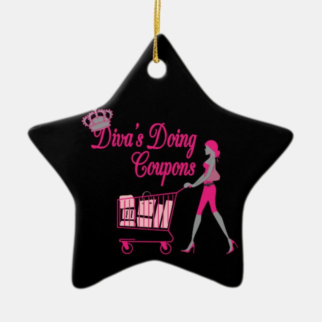 Diva's Does Coupons Ceramic Ornament (Front)