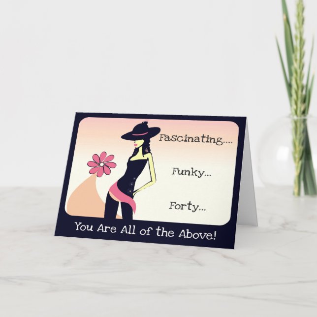 Diva's Fascinating, Funky 40th Birthday Card (Front)