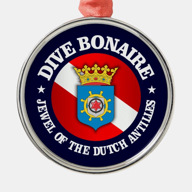 Dive Bonaire (rd) Metal Tree Decoration (Front)