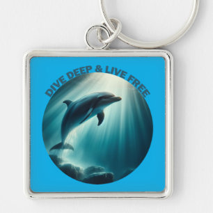 Dive Deep Live Free Dolphin Key Ring