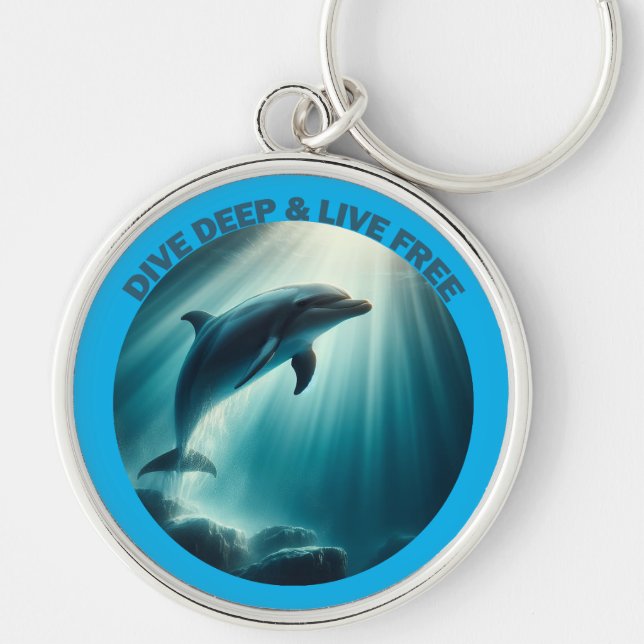 Dive Deep Live Free Dolphin  Key Ring (Front)